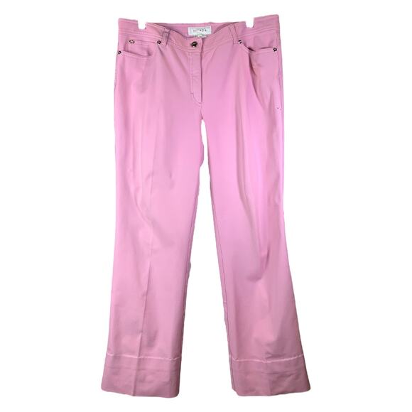 ESCADA Pants Women Sz 42 Pink Straight Leg Cotton Jean Mid-Rise Hemmed - Picture 1 of 4